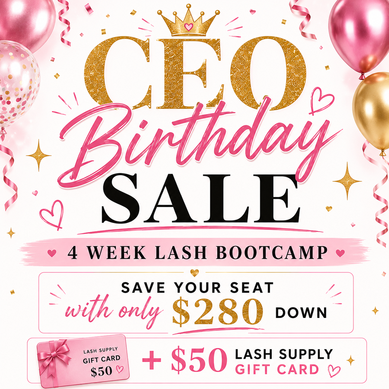 4 Week Lash Bootcamp, Every Saturday–September